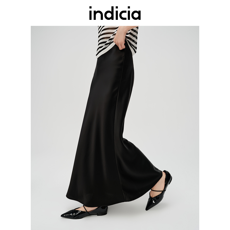 indicia标记夏季醋酸面料时尚简约气质显瘦半身裙C6B406QZ094