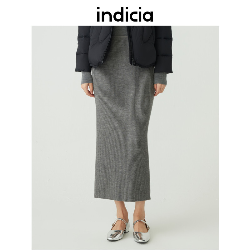 indicia 针织修身长款半身裙女裙子秋冬季商场同款标记女装