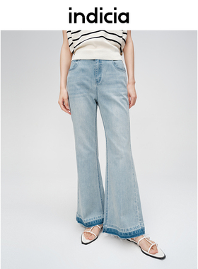 indicia标记商场同款夏季微喇百搭水洗牛仔裤长裤6B406NK331C