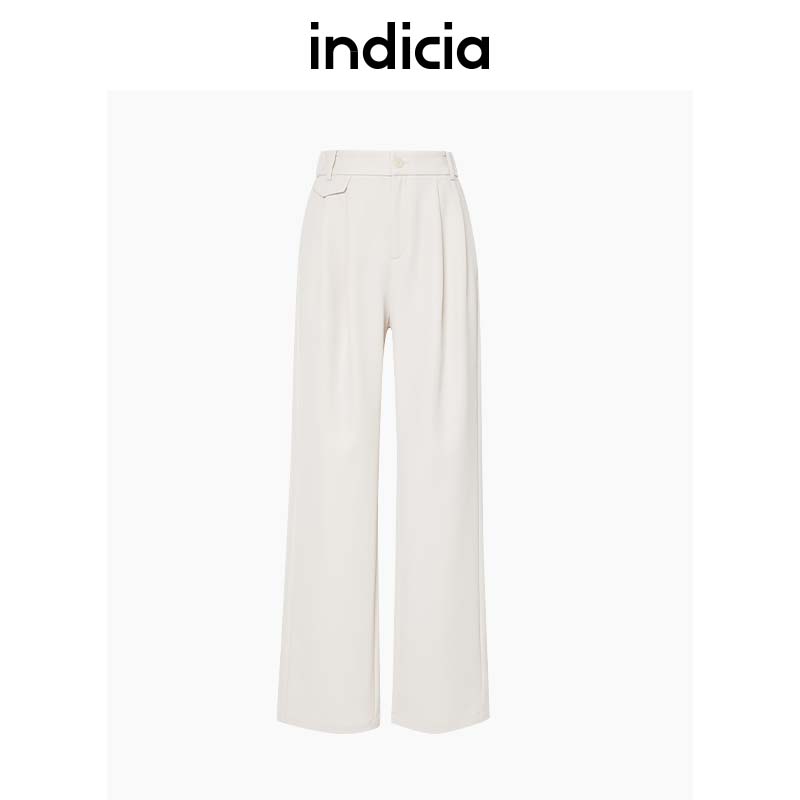 indicia 米色休闲裤通勤直筒裤子西装裤春秋季商场同款标记女装