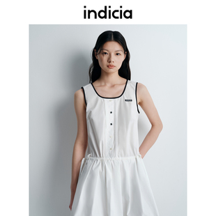 indicia标记25夏新款少女运动风无袖连衣裙撞色简约L2B5LQ116