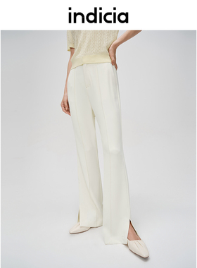 indicia标记休闲裤女长款开叉黑色裤子夏秋季新款女装C6A404KZ051