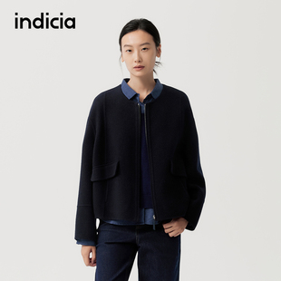 indicia标记商场同款25冬季女装羊毛大衣短款毛呢外套F2D5DY614N