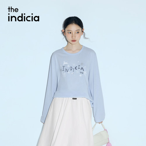 indicia标记商场同款2026夏季女装蓝色薄款宽松T恤长袖L2B6TX164