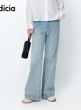 indicia标记商场同款简约阔腿牛仔裤女直筒裤春秋女装6A403NK130C