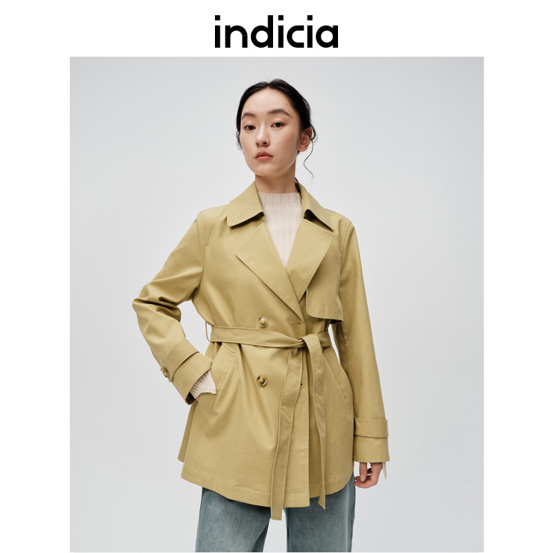indicia标记气质风衣外套短款卡其色春秋商场同款女装5C309FY421