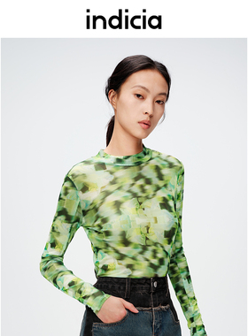 indicia标记春季女装设计感打底衫修身半高领上衣女C6A402SY016