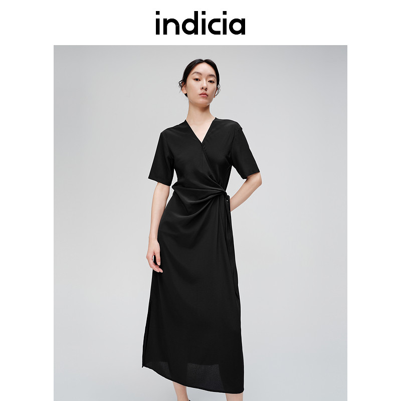 indicia标记商场同款夏款褶皱设计感连衣裙长裙6B405LQ293C