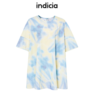 indicia标记商场同款夏款莱赛尔印花短款连衣裙6B406LQ396N