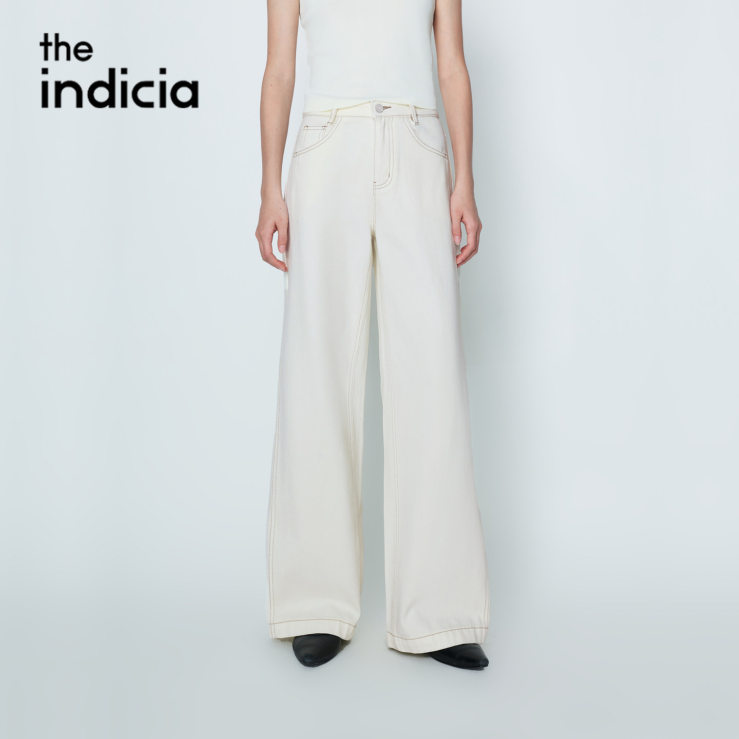 indicia标记商场同款26春秋季新款女装白色休闲牛仔裤L2A6NK039-1