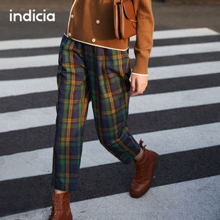 子格子哈伦裤 裤 春秋季 时尚 3A201KZ015 indicia 女装 格纹休闲裤