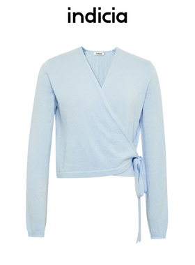 indicia标记羊毛羊绒针织衫系带开衫柔软上衣春秋女装F2C4KS469F