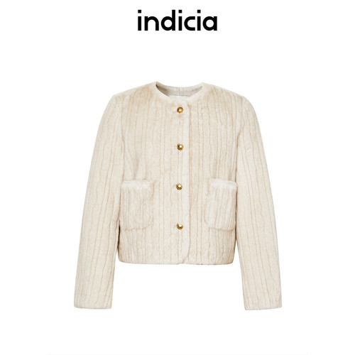 indicia标记商场同款冬季短款毛绒外套女小个子高级感时尚女装