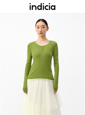 indicia羊毛衫女针织内搭打底衫春秋商场同款标记女装5A302ZZ056