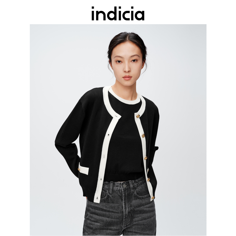 indicia标记商场同款春季新款小香风针织衫背心两件套6A402KS114N