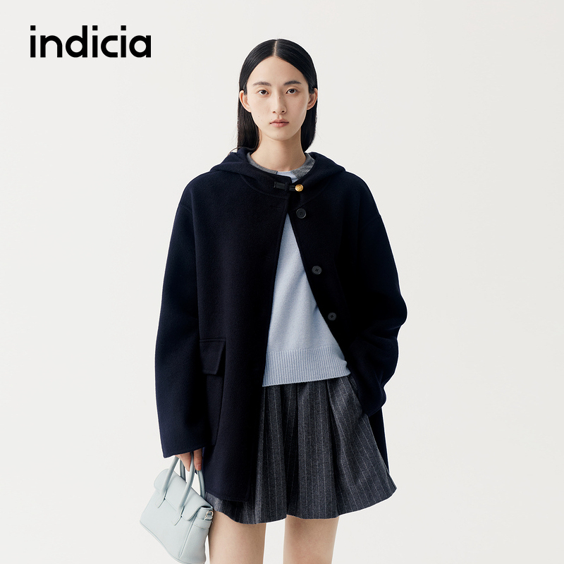indicia标记商场同款2025冬女装毛呢外套羊毛羊绒大衣F2D5DY590N