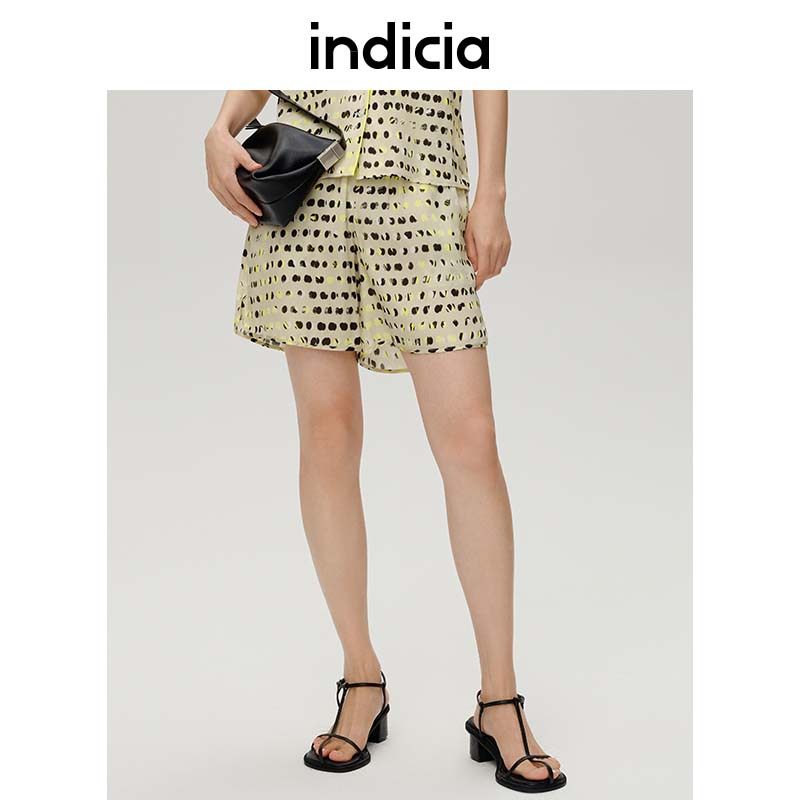 indicia桑蚕丝波点收腰短裤阔腿显瘦夏季新款商场同款标记女装,女装/女士精品,休闲裤,淘宝优惠券,粉丝福利购,淘宝优惠卷