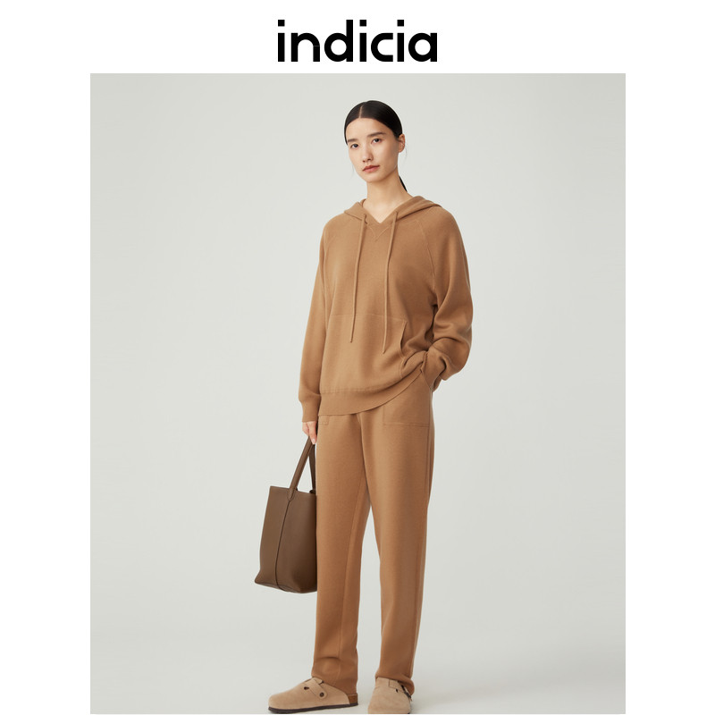 indicia 两件套卫衣休闲裤时尚套装卡其色秋冬季标记商场同款女装