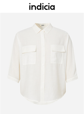 indicia 纯色衬衫中袖薄款上衣夏季商场同款标记女装5B306CS218-1