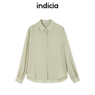 肌理F2B5CS193C 桑蚕丝外搭绿色衬衫 indicia标记商场同款 25夏新款