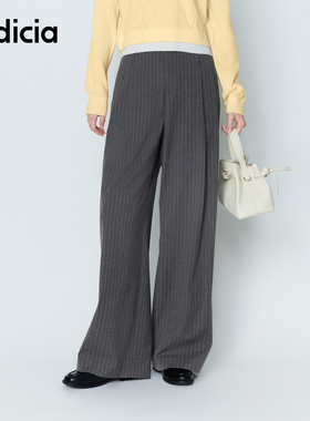 indicia标记2026春季新款女装灰色竖条纹休闲裤女裤子L2A6KZ016
