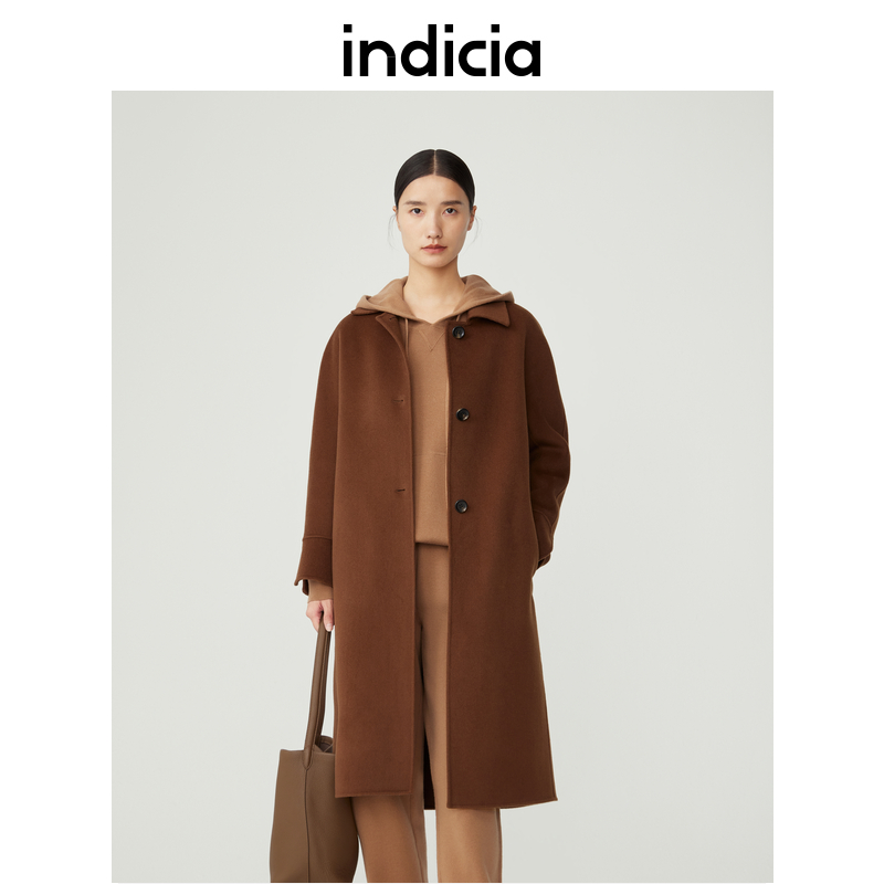 indicia 羊毛山羊绒中长款毛呢大衣外套冬季新款商场同款标记女装