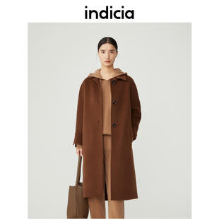 indicia 羊毛山羊绒中长款毛呢大衣外套冬季新款商场同款标记女装