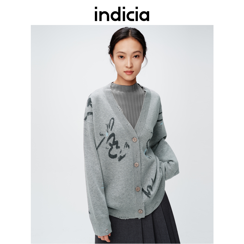 indicia标记商场同款24年春季新款时尚百搭针织开衫6A402KS073F