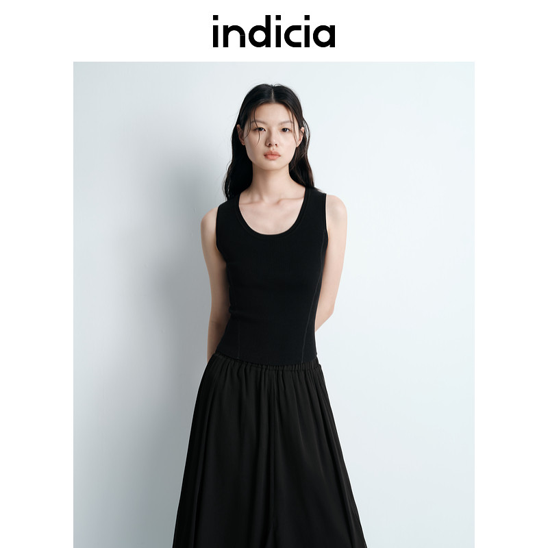 indicia标记25夏新款显瘦后背交叉带露腰设计感背心L2B5BX066