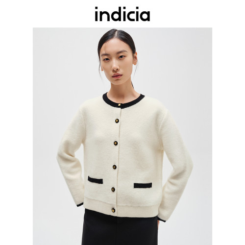 indicia标记商场同款女装冬款温柔小香风针织外套开衫 F2C4KS443C