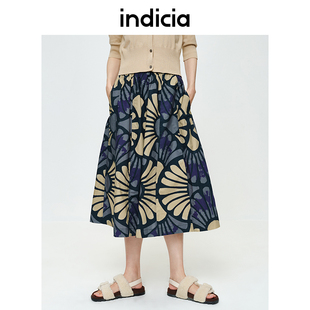 标记女装 商场同款 5B306QZ198 a字半身裙夏季 indicia印花法式