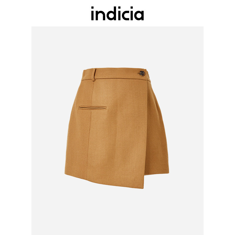 indicia 羊毛裙裤纯色短款半身裙裤子女秋冬季时尚标记女装