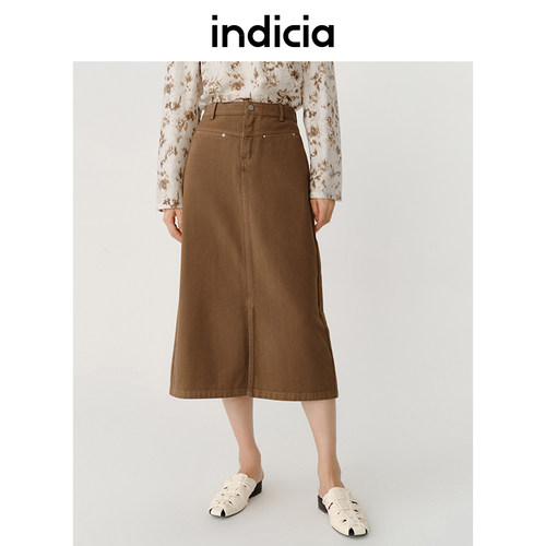 indicia高腰a字裙复古裙子气质半身裙秋季商场同款标记女装