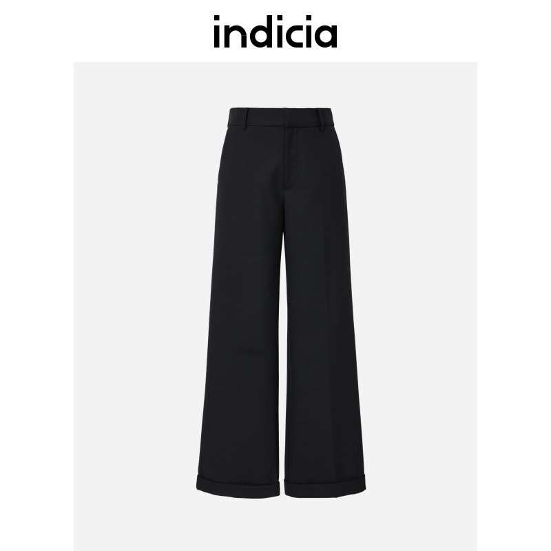 indicia标记商场同款休闲裤直筒宽松长裤冬季时尚女装5D312KZ629F
