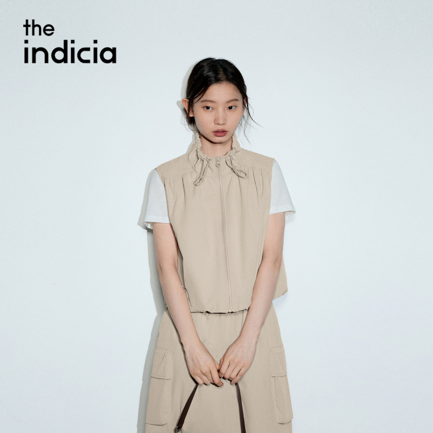 indicia标记商场同款2026夏季时尚女装卡其色马甲上衣L2B6MJ191Y