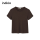 indicia标记商场同款 25秋新款 纯色风百搭通勤咖色T恤F2C5TX368F