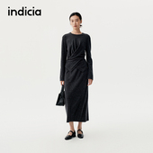 indicia标记商场同款 连衣裙显瘦F2C5TZ420C 25秋新款 褶皱收腰长袖