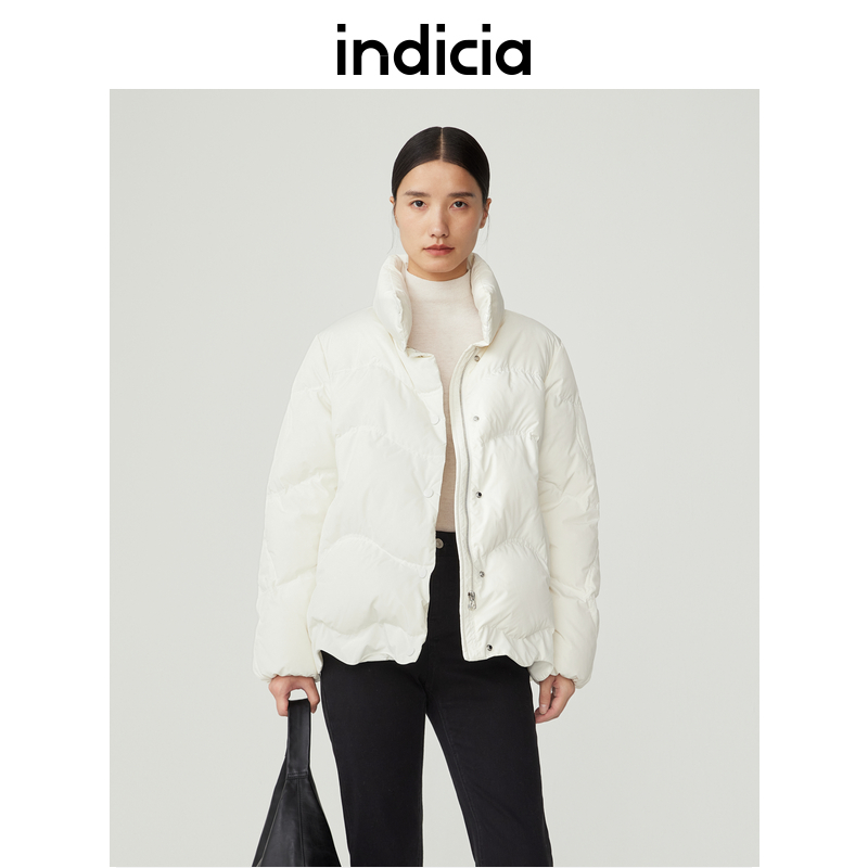 indicia简约白色立领轻薄羽绒服外套冬季新款商场同款标记女装