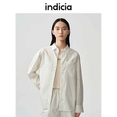 indicia标记商场同款25夏新款纯棉条纹简约质感衬衫F2B5CS109C