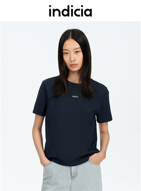indicia标记商场同款25春新款极简字母纯棉休闲短款T恤F2A5TX036N