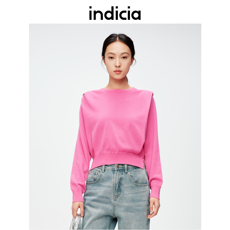indicia标记商场同款春季新款亮粉色小坎肩套头卫衣女6A403ZZ167C
