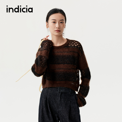 indicia标记商场同款美拉德风短款针织衫春秋季女装F2C4MS440F