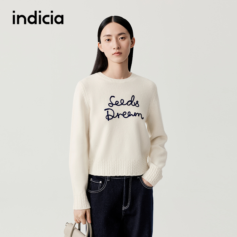 indicia标记商场同款25冬季新款女装羊毛针织衫毛衣F2D5MS585C