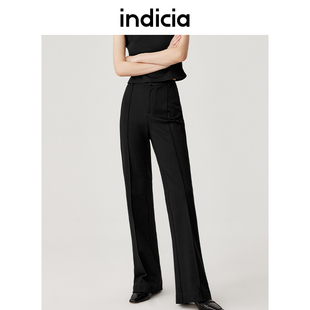 标记女装 indicia 5C309KZ458 子春秋季 黑色长裤 微喇休闲裤 高腰修身