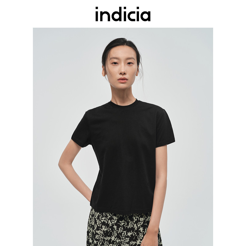 indicia标记商场同款女装夏款时尚简约T恤短袖上衣纯色女装图片