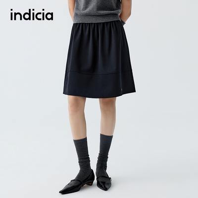 indicia标记商场同款2026春季新款女装半身裙短款裙子藏青色休闲