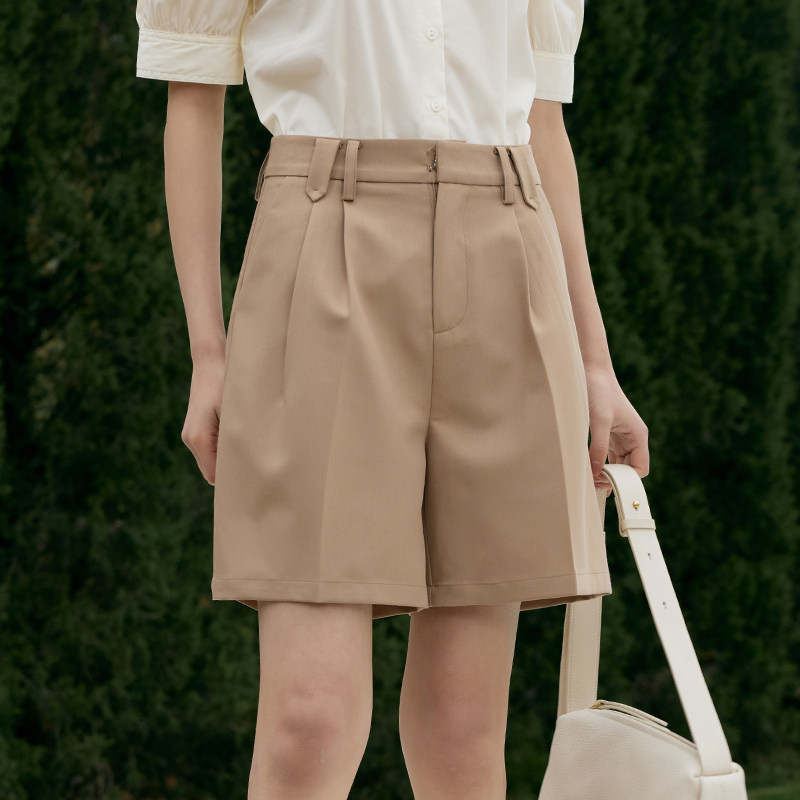 indicia 短裤咖色西装裤薄款纯色休闲裤夏季新款时尚标记女装