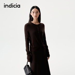 女L2D5TZ249 半身裙套装 indicia标记25冬新款 优雅两件套针织开衫