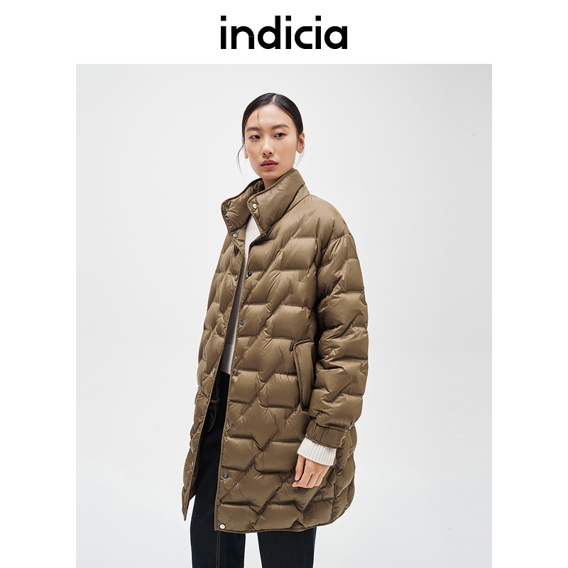 indicia标记商场24冬新款立领设计感时尚中长款羽绒服 F2D4YR752C