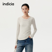 假两件绵羊毛薄长袖 indicia标记商场同款 25秋新款 T恤F2C5TX404C
